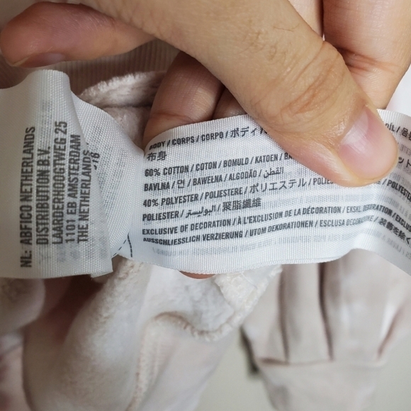 A&F Pink & White Tie Dye Print Mock Neck Turtleneck Balloon Sleeve Sweatshirt - Picture 9 of 9